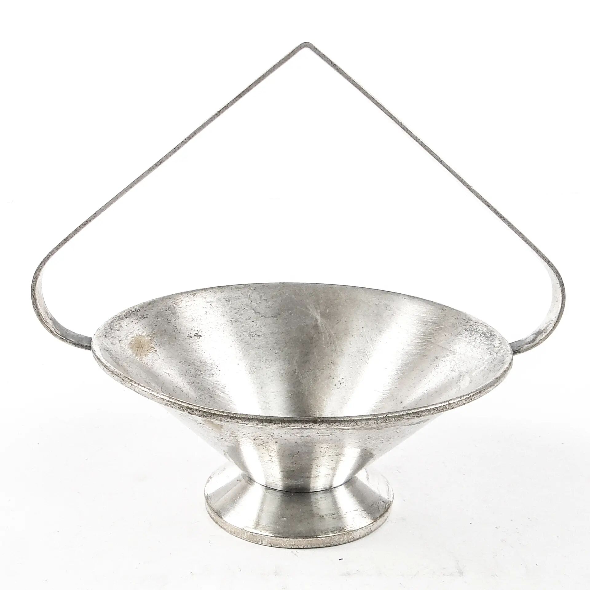 Sucrier Art Déco, en laiton argenté, Pologne, années 1930
