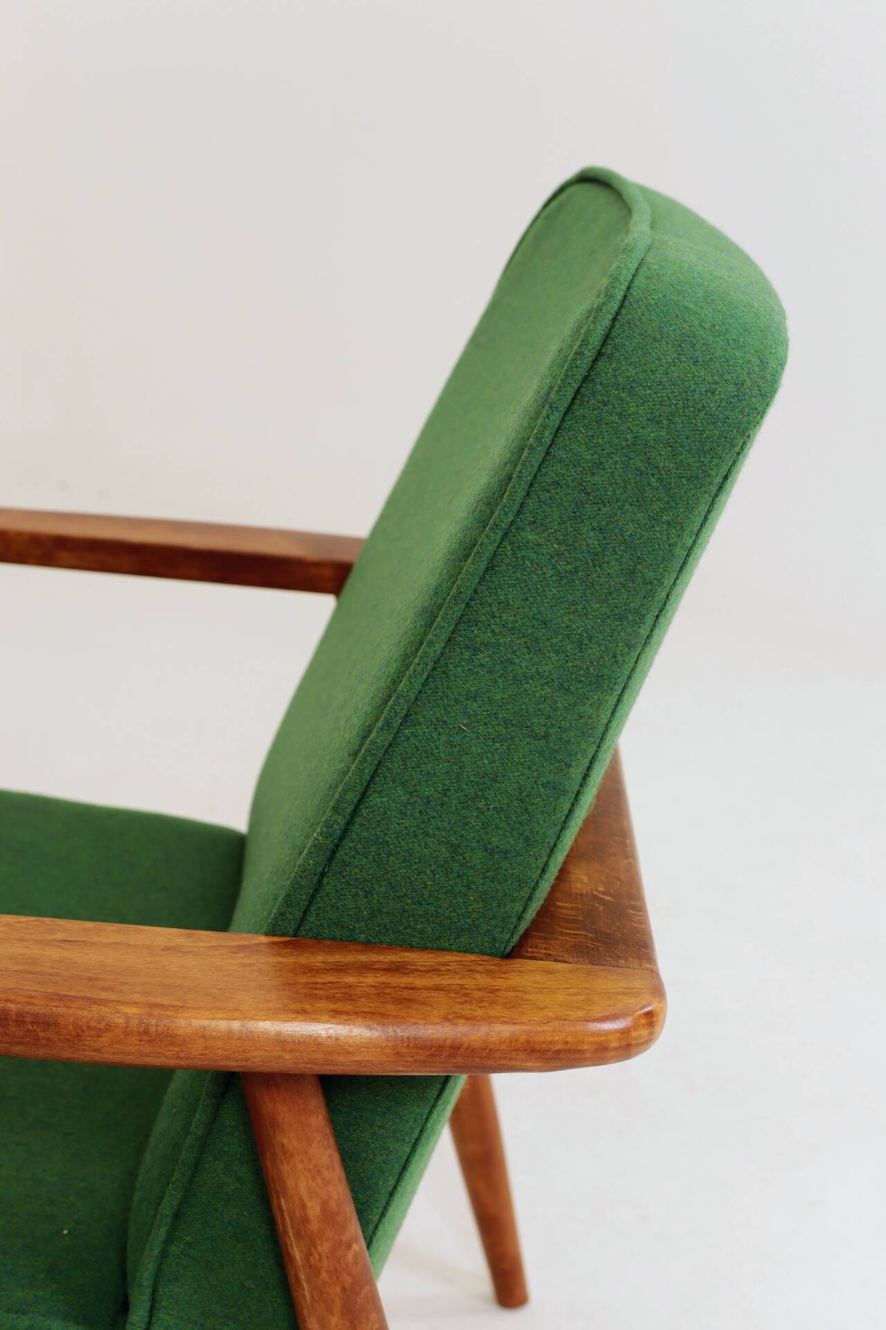 Mid Century Lounge Chair Vintage Moss Wool, Poland 1960