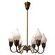Lustre "Tulip" in brass and glass by Fog and Morup, Denmark.