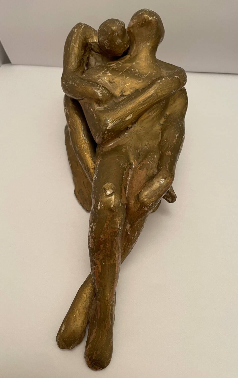 Sculpture of an embracing couple 20th century signed