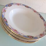 Suite of six hollow plates décor baskets of roses by Digoin Sarreguemines vintage 50s-60s