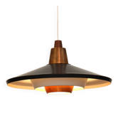 Lampe danoise de design rare des années 1960 - métal noir et blanc et cuivre massif.