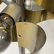 Italian Floor Lamp in Brushed Steel and Brass, 1970s