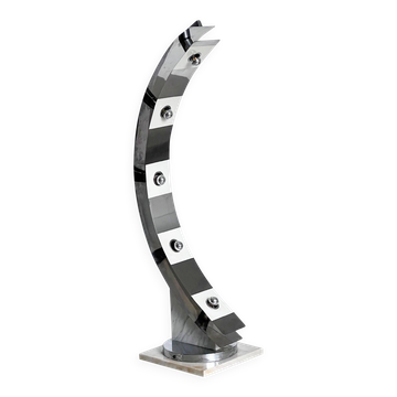 Sculptural space age floor lamp in marble and chrome metal, italian design