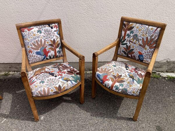 Ensemble de quatre fauteuils d'époque Directoire retapissés