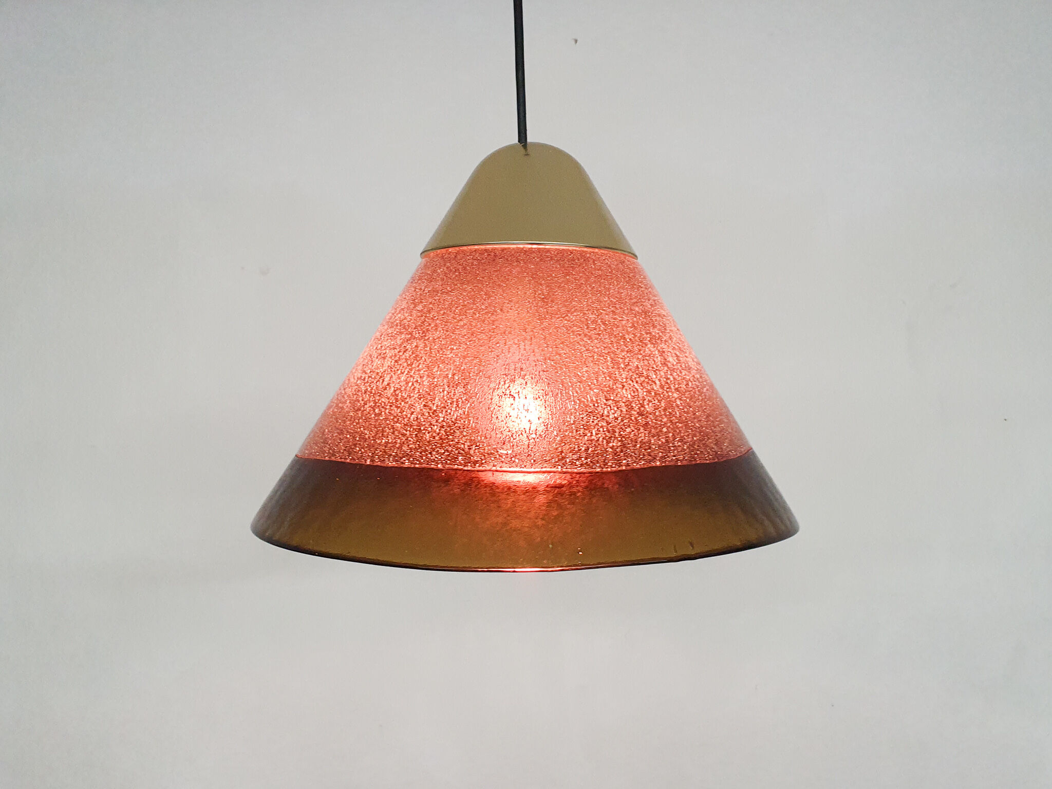 Brown bubble glass pendant light by Peill and Putzler, Germany 1960's