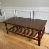 Vintage brown bamboo living room coffee table