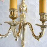 Pair of 3-branch wall lights with screen lampshades