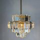 Kinkeldey 4-tier cut crystal chandelier, gilt brass, 1970s, Germany