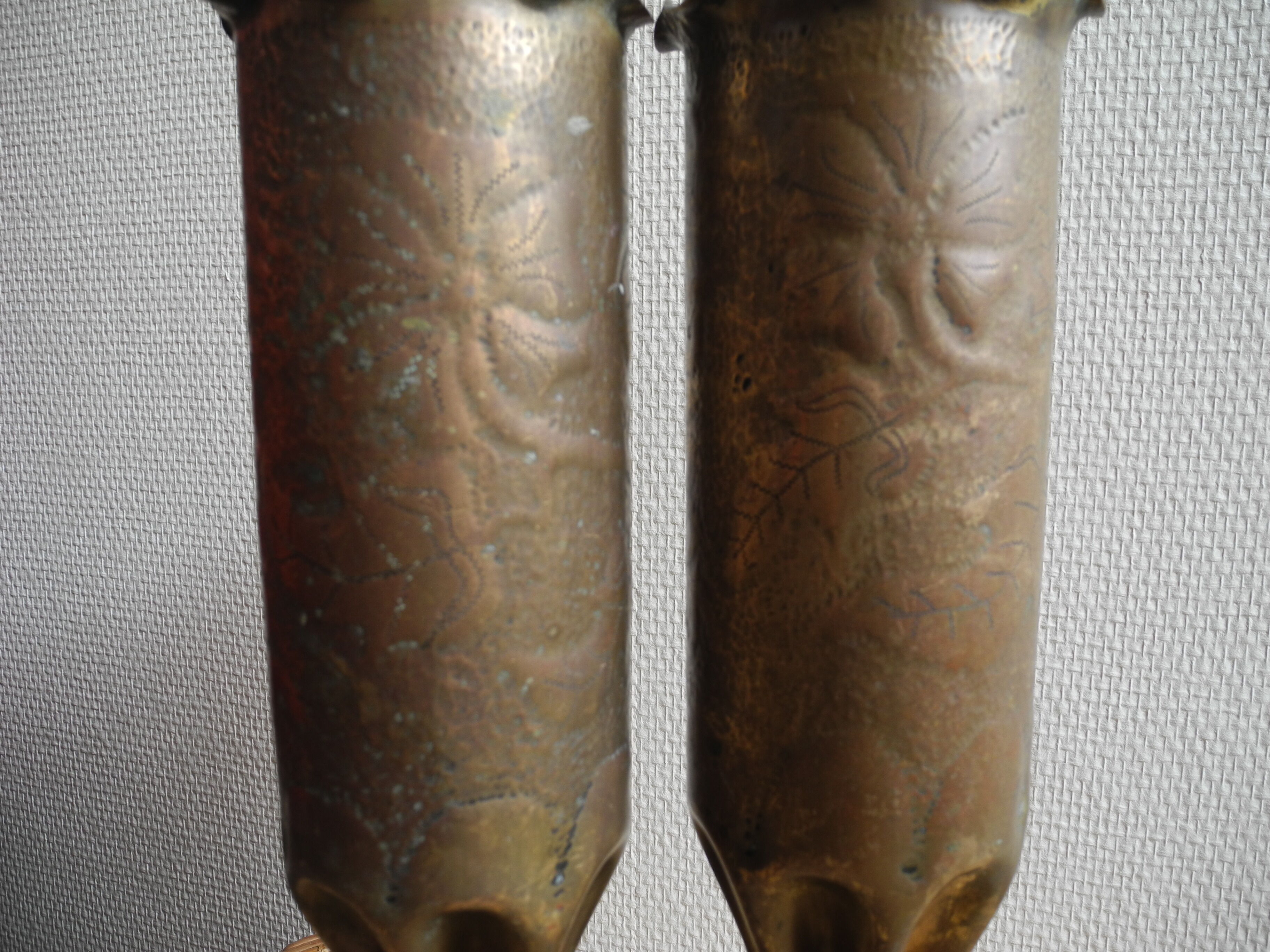 Pair of engraved art trench casings