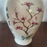 Japanese porcelain vase decorated with 2 geishas and flowering trees