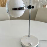 Italian adjustable eyeball lamp in chrome and opaline, 1970s.