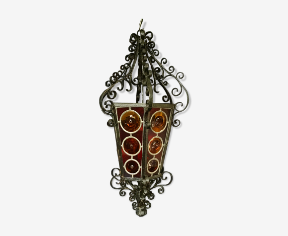 Lanterne fer forgé et vitraux