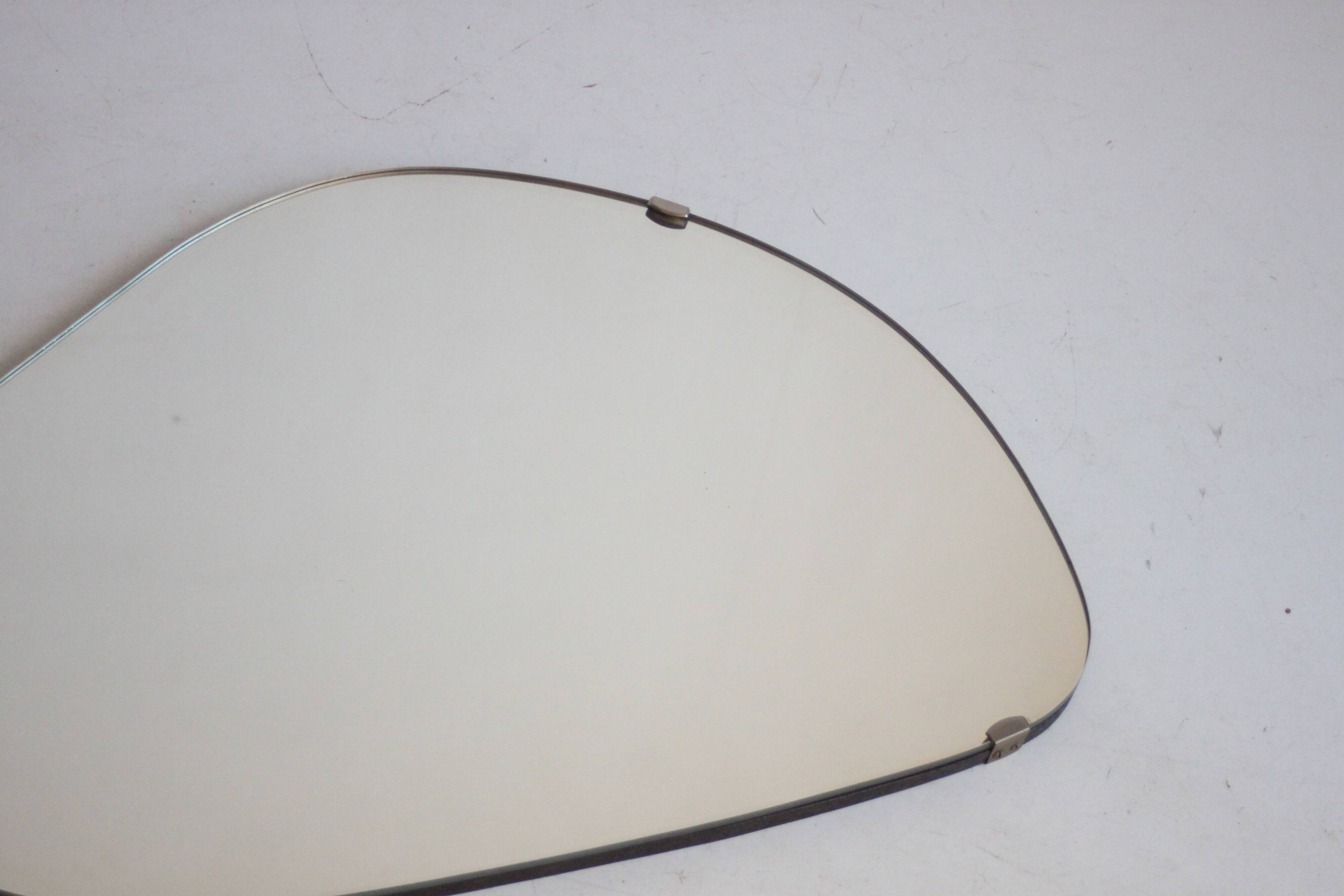 Vintage organic mirror, kidney shaped, Belgium 1950s