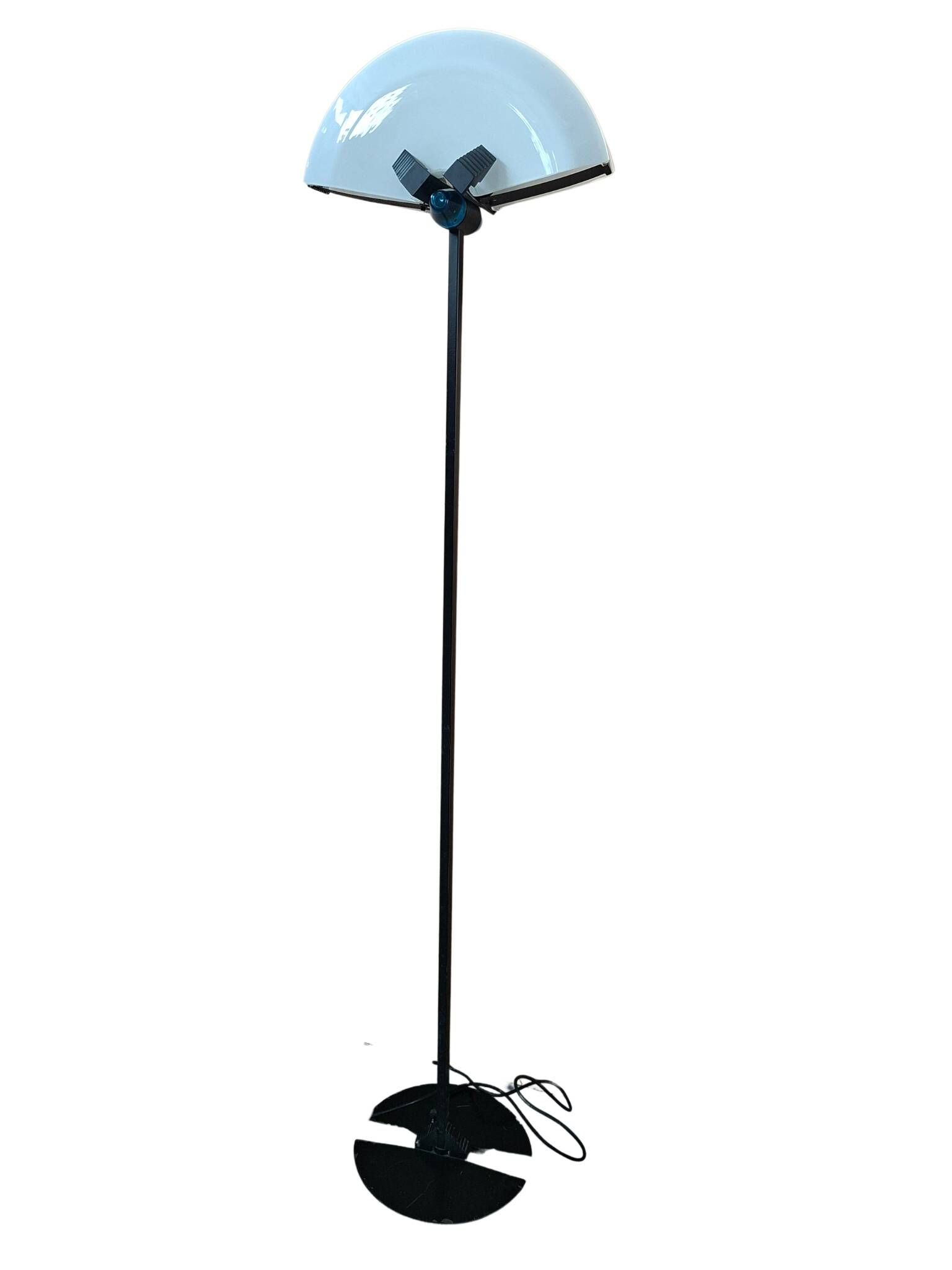 Lampe sur pied des années 70 en fer et verre de Murano, design industriel.