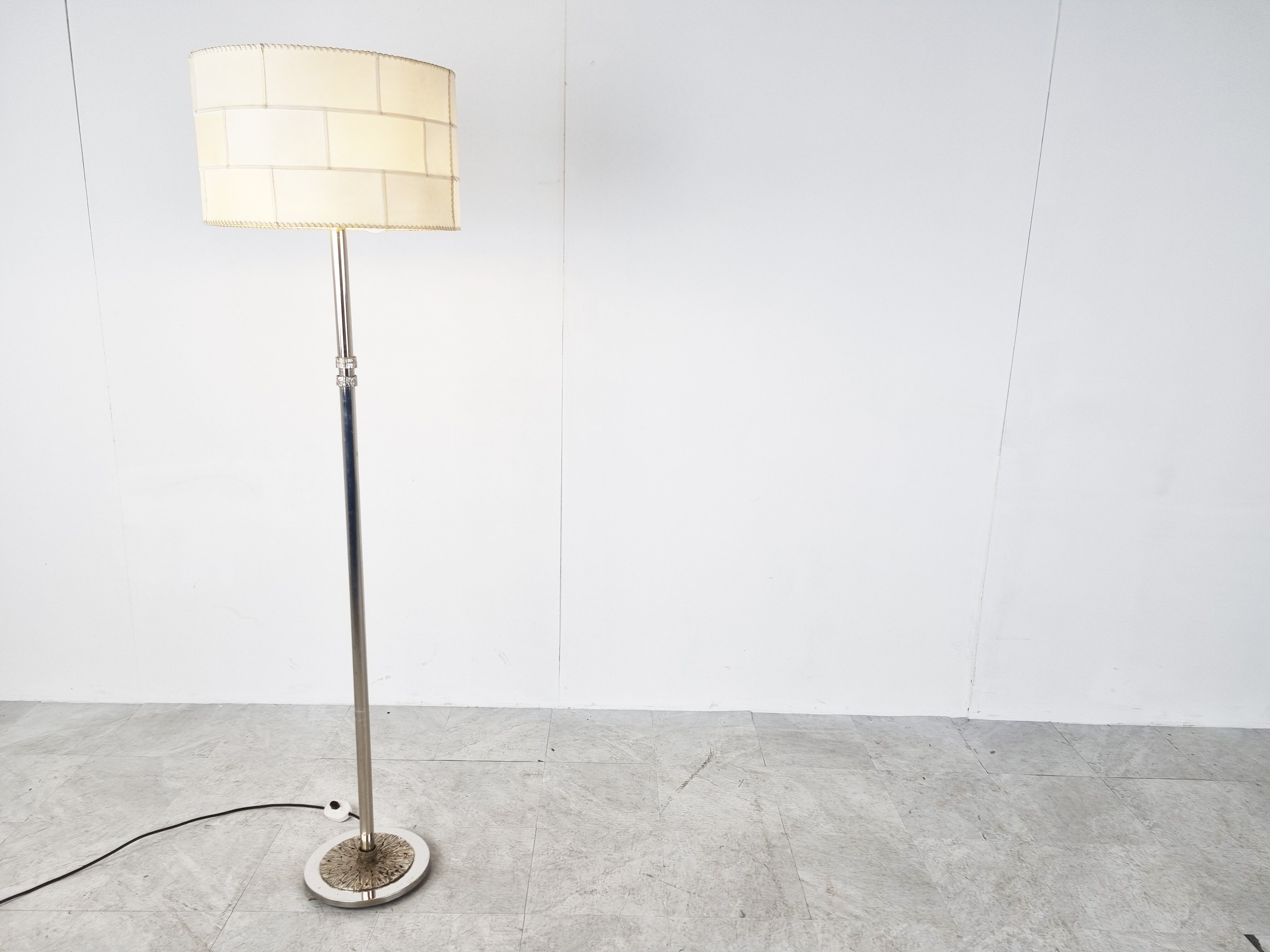 Chrome brutalist floor lamp, 1970s