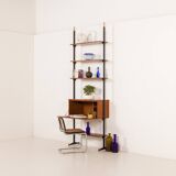Italian vintage floor to celling wall unit with a bureau or a bar cabinet