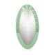Large Italian mirror oval brass crystal green crystal of Cristal Arte 1950s 110x219cm