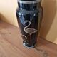 Michel Herman known as HEM - Truncated conical vase in black glass Art Deco