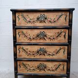 Venetian-style painted wood and bamboo chest of drawers