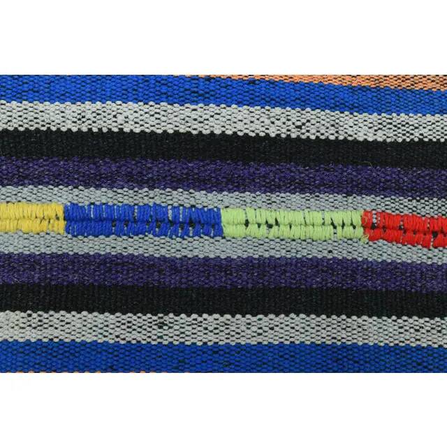 1970s Vintage Turkish Oushak Handmade Wool Cotton Blue Area Rug 180x306