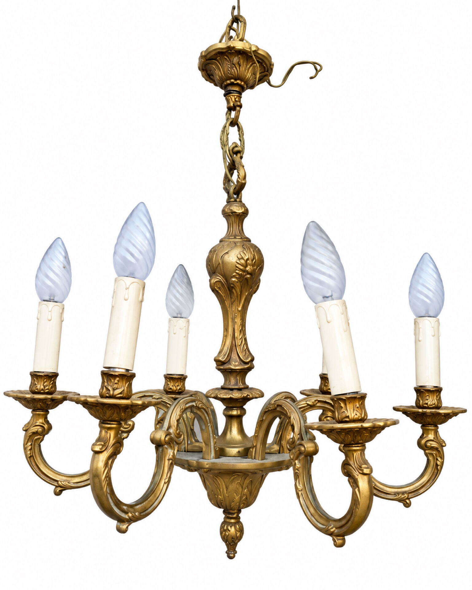Lustre en Laiton 6 feux Louis XV