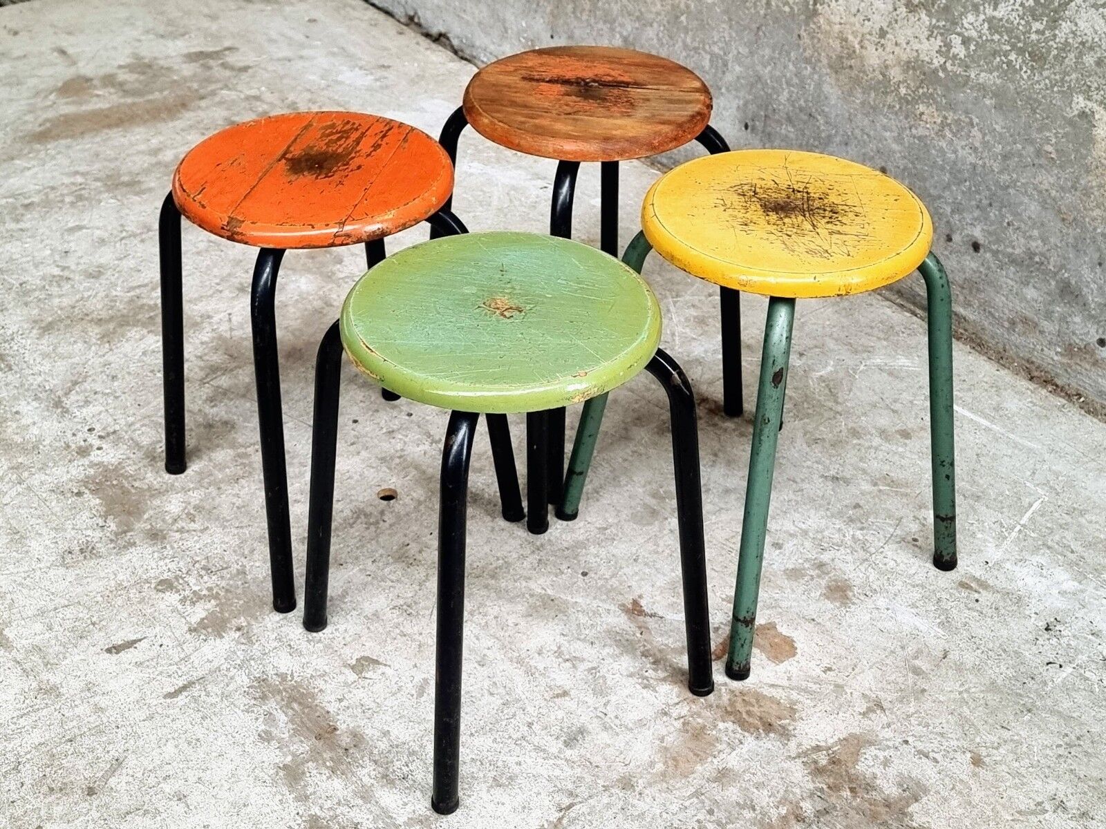 Vintage stools school stools set of 4