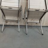 Paire de fauteuils aluminium années 50 60 lanières plastiques établissements Thonet