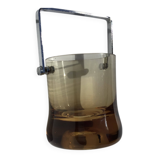 Seau à glaçons verre soufflé ambre 70’s