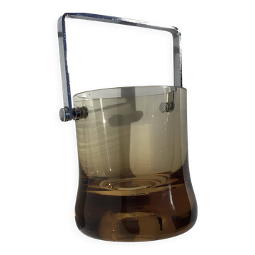 Seau à glaçons verre soufflé ambre 70’s