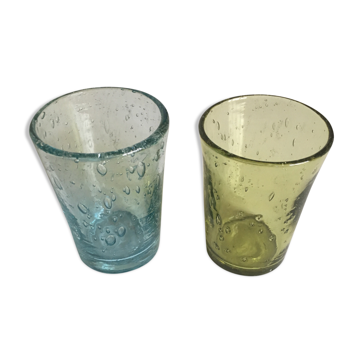 Pair bubble Biot glass shots