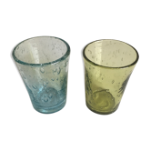Pair bubble Biot glass shots