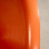Set of Single-base Orange Molded Chairs, 1970s