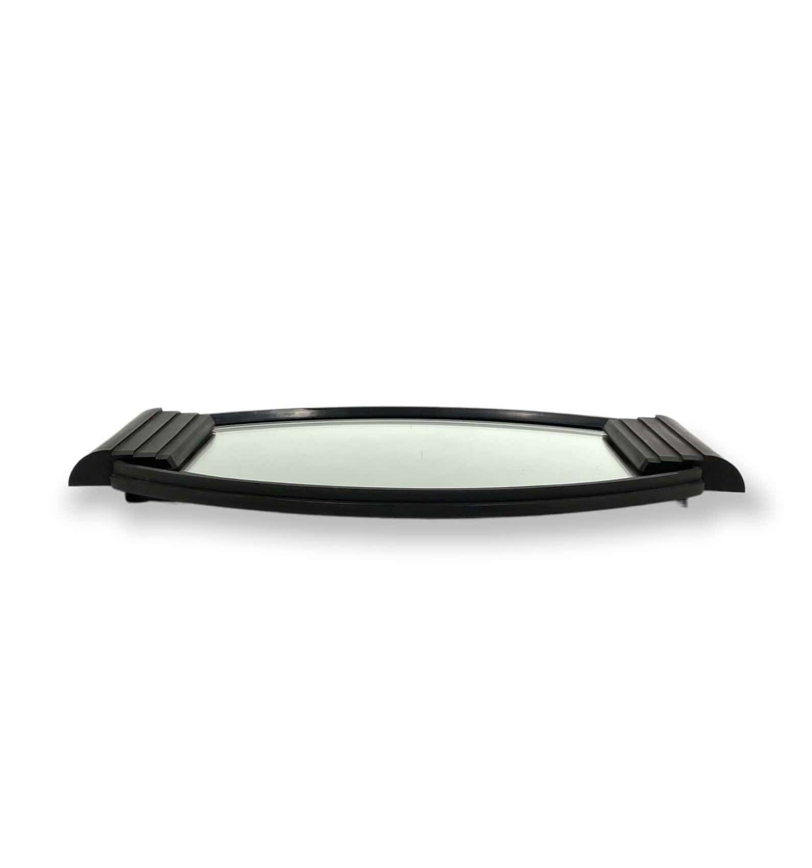 Art deco cubist bakelite mirrored tray, France 1930s