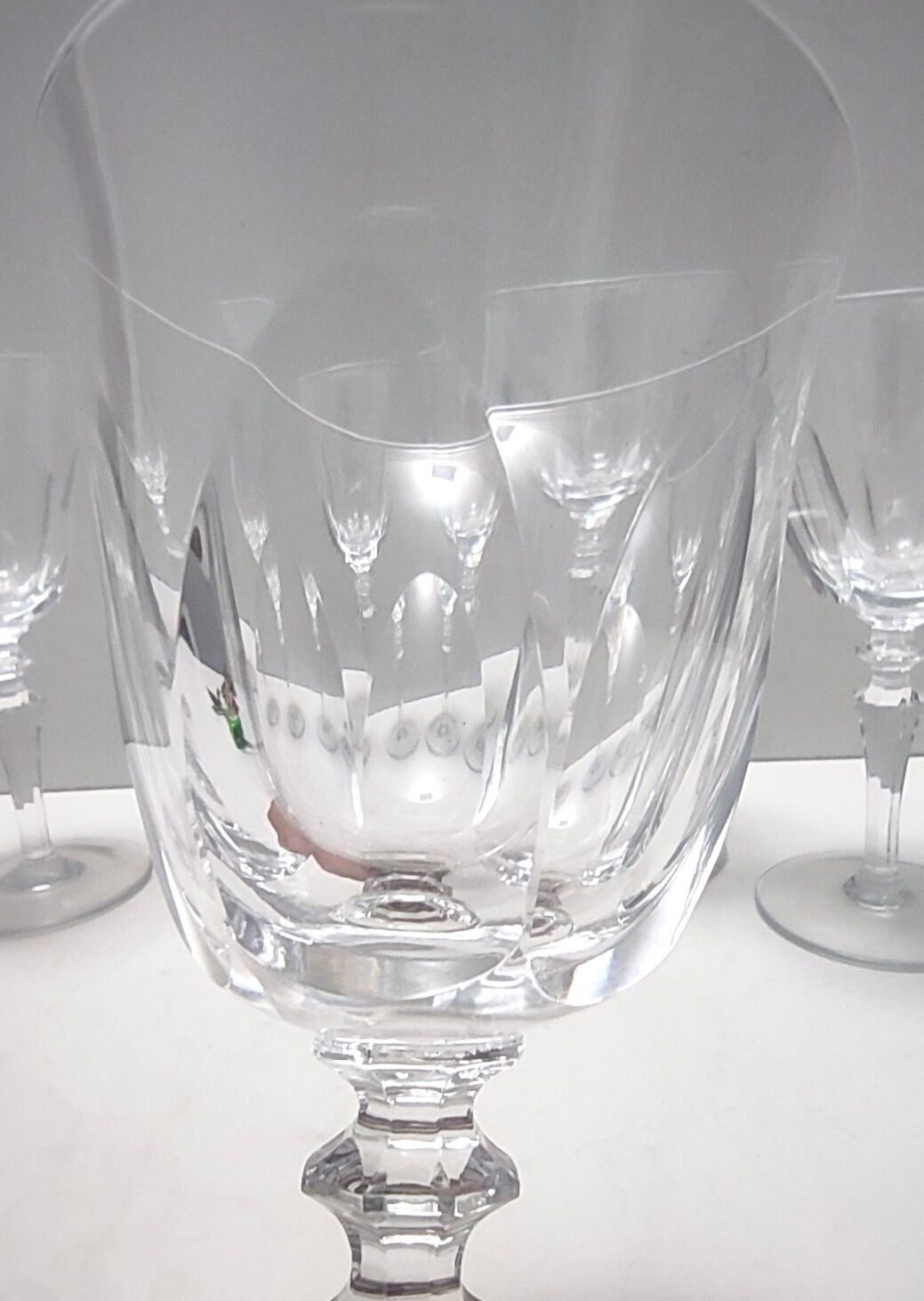 Postmodern Set of 8 Baccarat Crystal Champagne Coupes, France