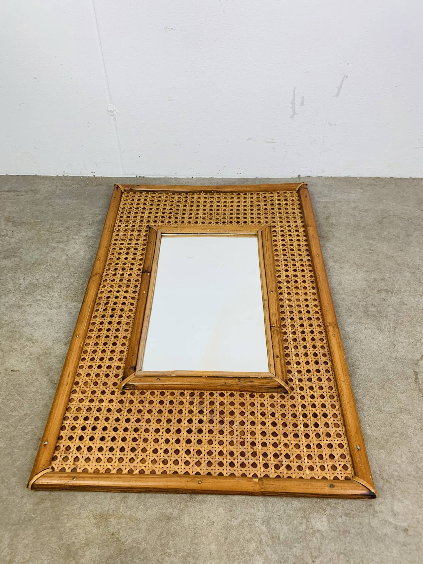 Rattan and cane mirror from the 1960s.