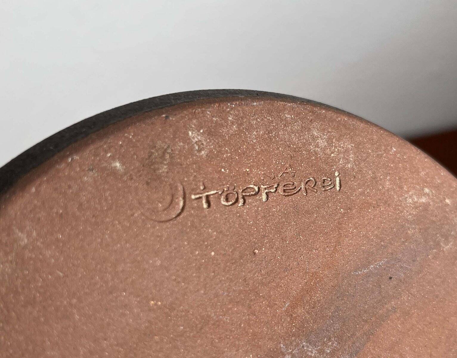 Footed vase in studio pottery from German mid-century by Petra Töpferei, 1960s.