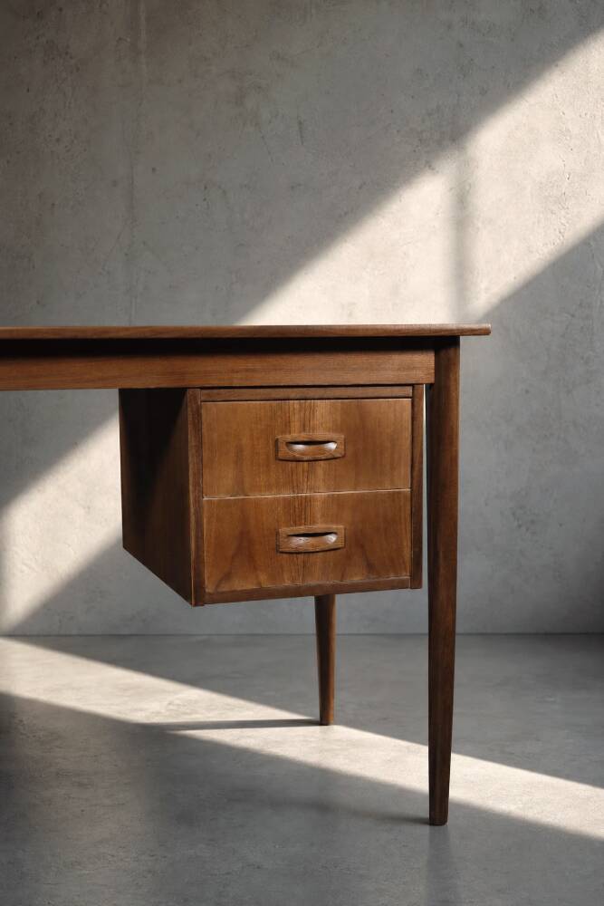 Vintage Scandinavian modern teak desk from the 1960s with drawers.