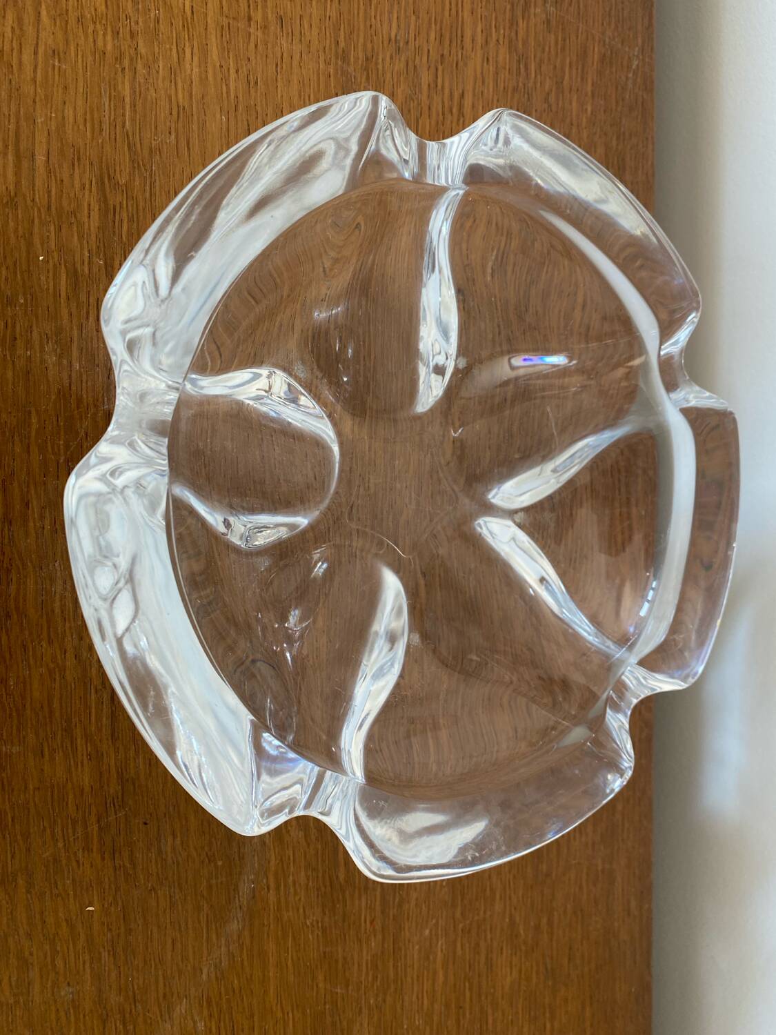 Pair of antique crystal ashtrays from Arques, France