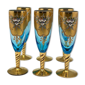 Set of 6 Murano champagne flutes