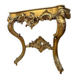 Curved Louis XV console in gilded wood circa 1850