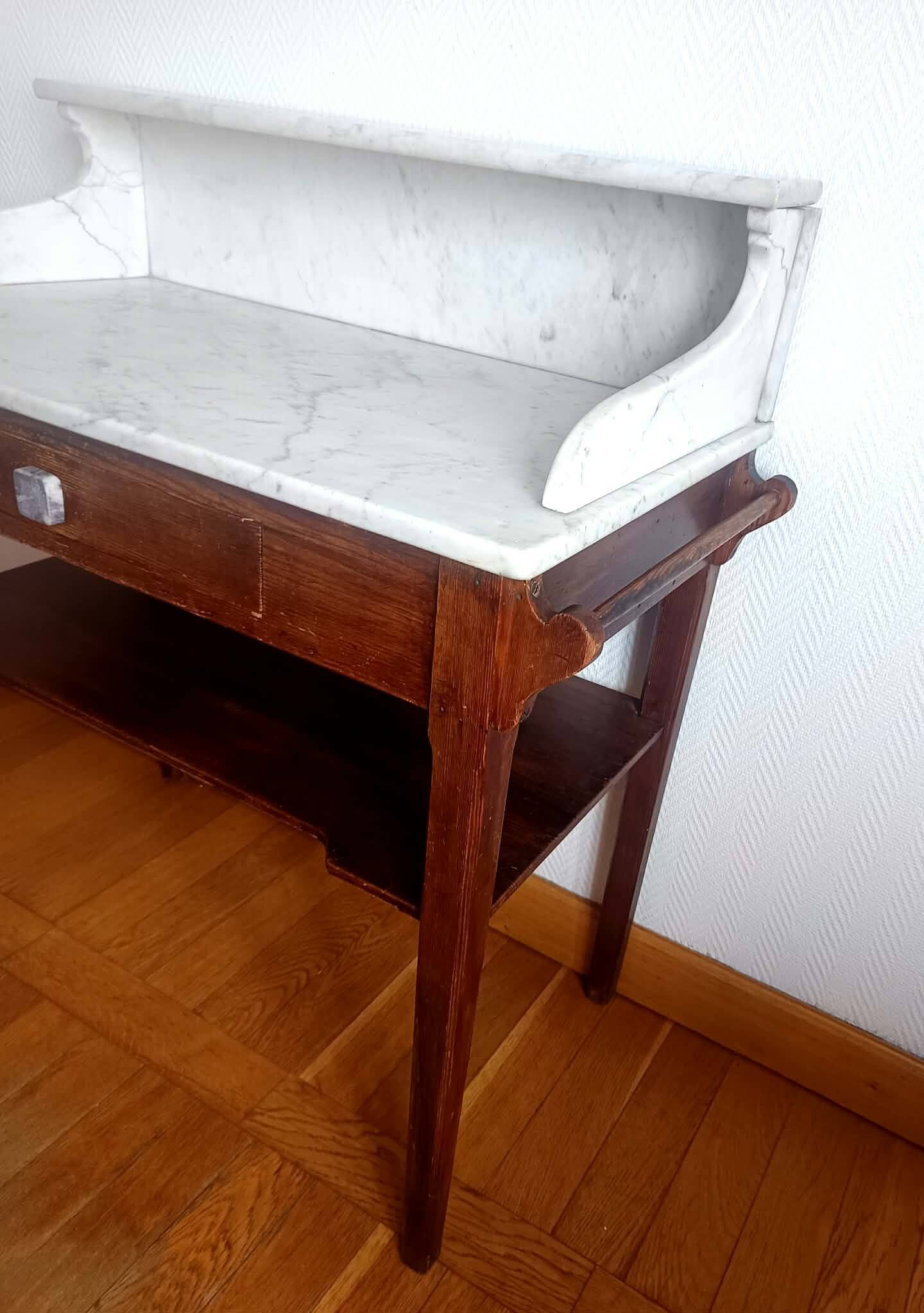 Coiffeuse maison de campagne bois et marbre