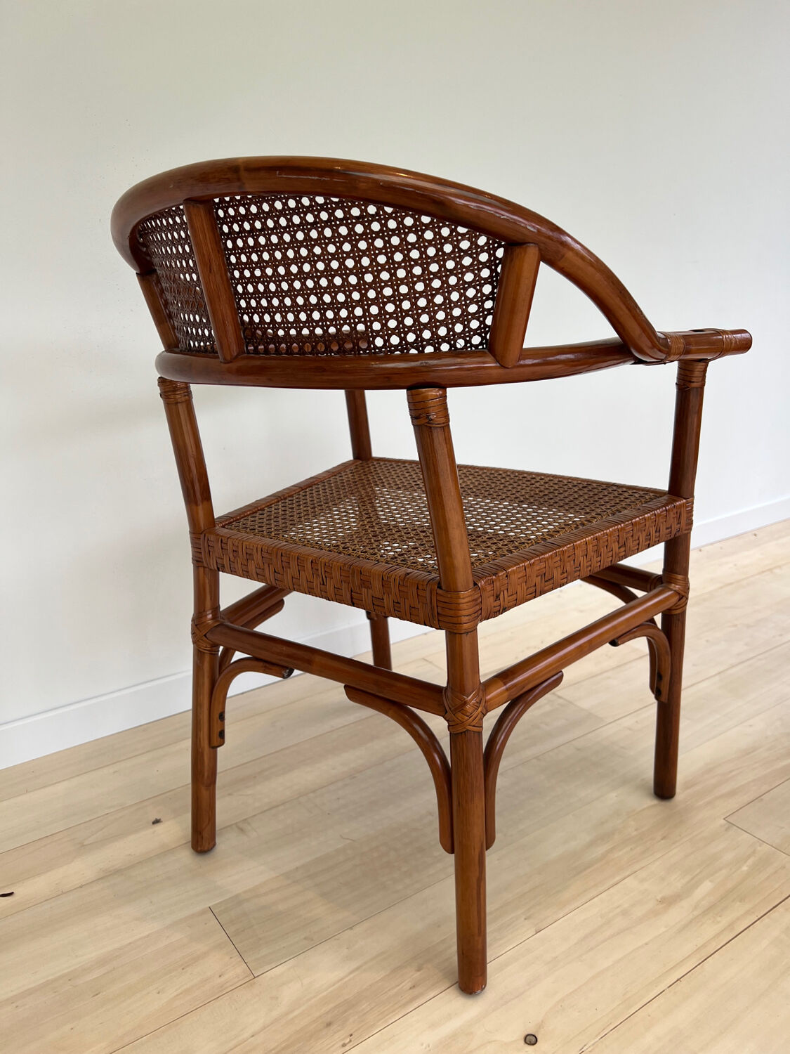 Rattan canning armchair