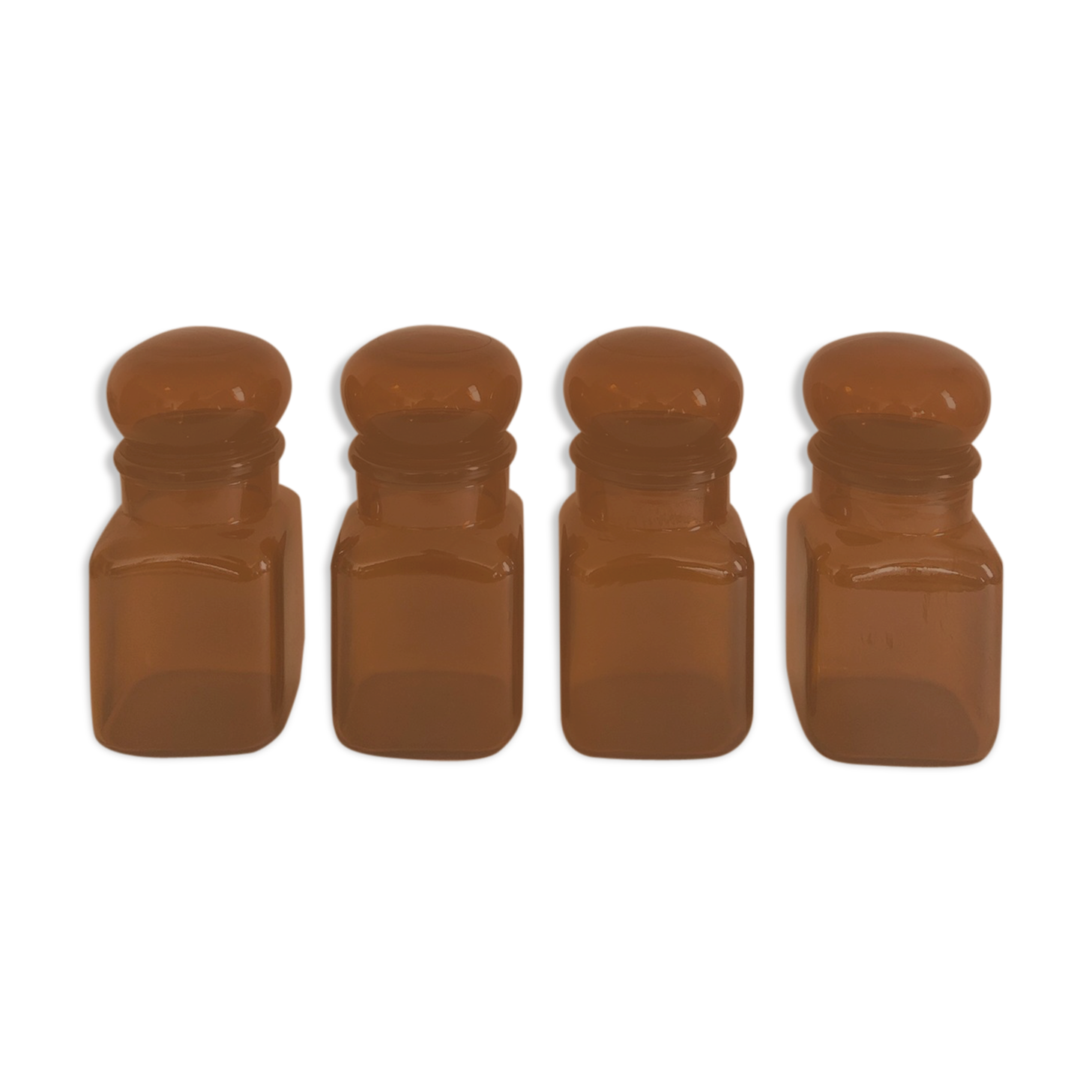 Lot of 4 bottles of amber glass apothecary style