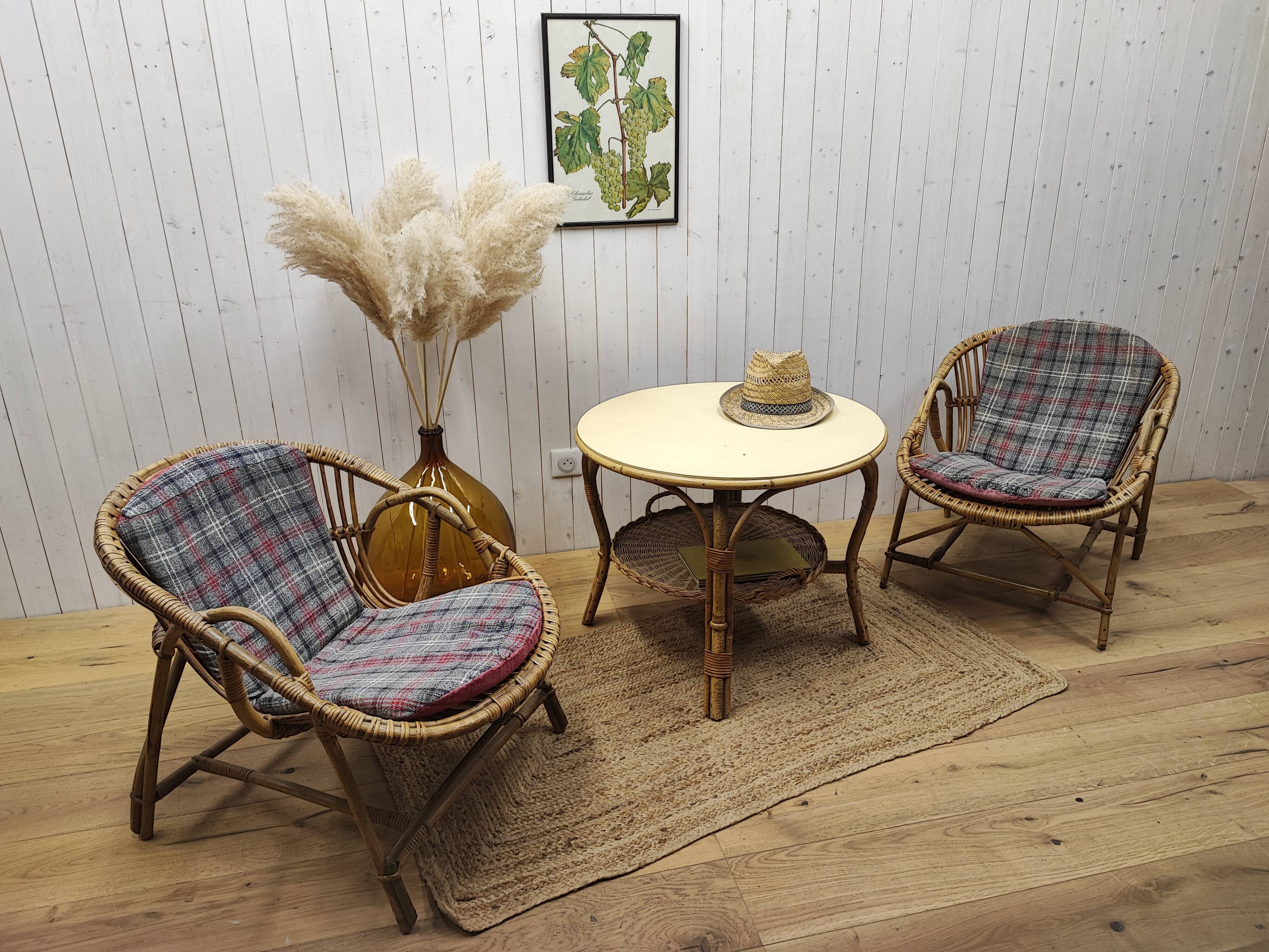 Rattan armchairs