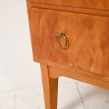 Scandinavian 1950s birch chest of drawers with brass handles