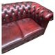 Three-seater burgundy burgundy leather chesterfield sofa