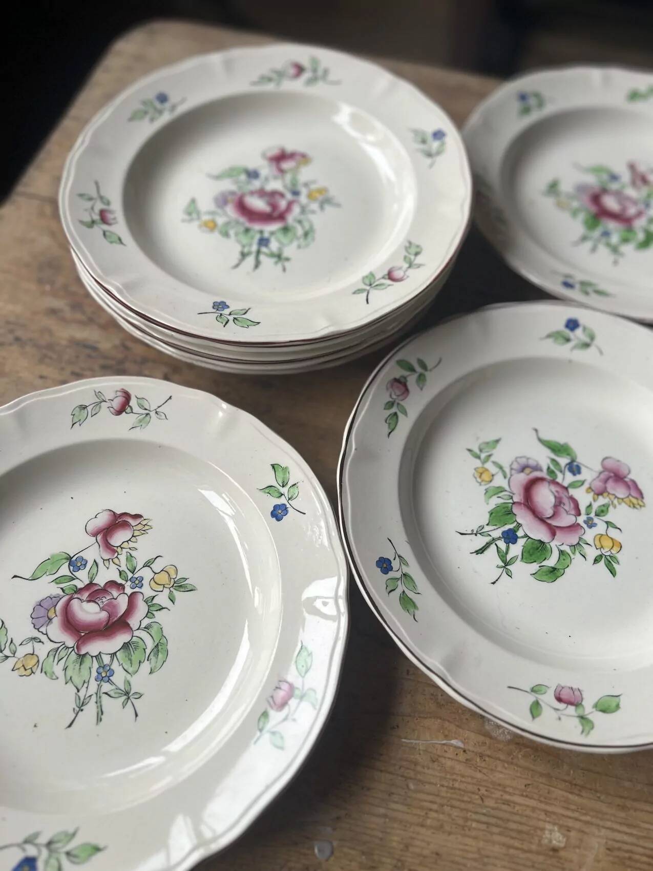 Set of 10 Villeroy & Boch deep plates – bucolic design 24.5 cm