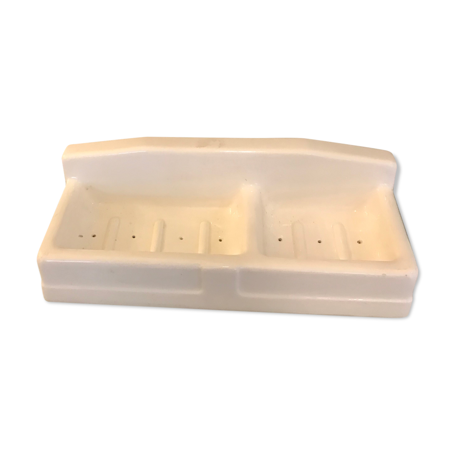 Ancien porte savon mural en faience blanche annees 50