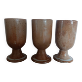 3 mazagrans / authentic vintage natural stoneware cups